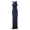 second hand Lauren Ralph Lauren Navy Beaded Mesh Cross-Back Gown 