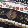 Secondhand Hermès “Ludovicus Magnus” Black, Ivory & Gold Silk Gavroche 42 Scarf By Françoise De La Perrière