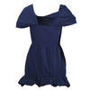 Secondhand Prada Mini Blue Dress with Off-the-Shoulder Neckline and Ruffled Hem- '10s