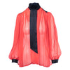 Secondhand Yves Saint Laurent Rive Gauche Vintage Sheer Silk Pussy-Bow Blouse - '80s