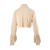 Secondhand Roberto Cavalli Beige Suede Lace-Trim Tie-Front Blouse