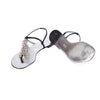 second hand Casadei Black Jeweled Thong Sandals with Crystal Embellishments - '10s