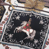 Secondhand Hermès “Ludovicus Magnus” Black, Ivory & Gold Silk Gavroche 42 Scarf By Françoise De La Perrière