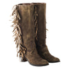 Secondhand Santoni Brown Suede Fringe Boots - '10s