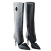 Secondhand Salvatore Ferragamo Black Cutout Leather Eyelet Knee Boots - '10s