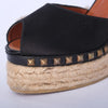 second hand Marc Jacobs Black Studded Espadrille Wedges with Ankle Ribbon Ties