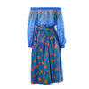 second hand Yves Saint Laurent  Top And Blue Floral Silk Skirt Set