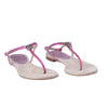 Secondhand Chanel Metallic Fuchsia Leather CC Thong Sandals - '10s