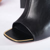 second hand Celine Black Leather Flat Slides With Gold-Tone Details 