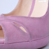 second hand Casadei Pink Suede Peep Toe Platform Pumps -'10s