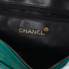 second hand Chanel Emerald Green Quilted Lambskin Front Pocket Tassel Camera Bag Gold Hardware -'80s
