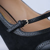 Secondhand Salvatore Ferragamo Black Leather & Suede Mary Jane Pumps - '10s