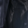second hand Yves Saint Laurent Black Leather Coat with Silver Fox Fur Trim 