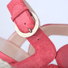 Secondhand Casadei Pink Nubuck Leather Ankle Strap Espadrille Sandals