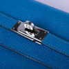 Secondhand Hermès Bleu Zanzibar Kelly Long Wallet Chevre Leather Palladium Hardware