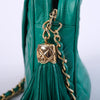 second hand Chanel Emerald Green Quilted Lambskin Front Pocket Tassel Camera Bag Gold Hardware -'80s