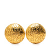 Chanel Gold Plated Logo Engraved Clip On Earrings Secondhand