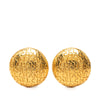 Chanel Gold Plated Logo Engraved Clip On Earrings Secondhand