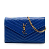 Saint Laurent Grain De Poudre Chevron Monogram Envelope Chain Wallet Secondhand
