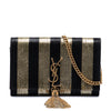 Saint Laurent Metallic Striped Fabric Monogram Kate Tassel Wallet on Chain Secondhand