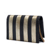 Saint Laurent Metallic Striped Fabric Monogram Kate Tassel Wallet on Chain Secondhand