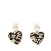 Chanel CC Gold Plated Faux Pearl Strass and Resin Heart Drop Push Back Earrings Secondhand