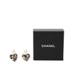 Secondhand Chanel CC Gold Plated Faux Pearl Strass and Resin Heart Drop Push Back Earrings