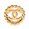 Chanel Gold Plated CC Round Mirror Brooch Secondhand