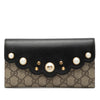 Gucci GG Supreme Pearl Studded Peony Long Wallet Secondhand