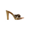 Dolce & Gabbana Brown Leopard Print Calf Hair Wooden Clog Slide Sandals - '10s Dolce & Gabbana