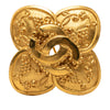 Chanel CC Gold Plated Grapevine Clover Brooch Secondhand