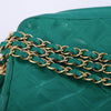 second hand Chanel Emerald Green Quilted Lambskin Front Pocket Tassel Camera Bag Gold Hardware -'80s
