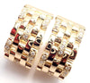 Secondhand Cartier Maillon Panthere Diamond 5 Row Hoop Yellow Gold Earrings - '80s
