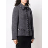 Secondhand Chanel Blue Herringbone Wool Jacket - 2000s