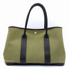 Secondhand Hermès Garden Party Khaki Canvas, Leather Bag