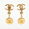 Chanel Vintage CC Dangle Earrings Metal with Crystals