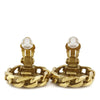 Chanel CC Gold Plated Strass Round Clip On Earrings Secondhand