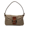 Fendi Zucchino Canvas Double Flap Shoulder Bag Secondhand