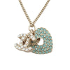 Chanel Gold Plated Rhinestone CC Logo and Heart Pendant Necklace Secondhand