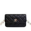 Chanel Quilted Lambskin Maxi Pearls Clutch With Chain Secondhand