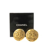 Chanel CC Gold Plated Logo Round Clip On Earrings Secondhand