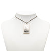 Chanel Resin and Brass Plated Logo Address Plate Pendant Necklace Secondhand