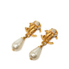 Chanel CC Gold Plated Faux Pearl Drop Clip on Earrings Secondhand