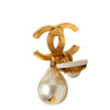 Secondhand Chanel CC Gold Plated Faux Pearl Drop Clip on Earrings
