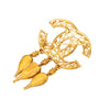 Chanel CC Gold Plated Filigree Fringe Drop Brooch Secondhand