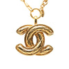 Chanel CC Gold Plated Quilted Pendant Necklace Secondhand