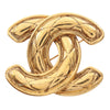 Chanel Gold Plated Quilted CC Brooch Secondhand