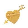 Chanel Gold Plated CC Heart and Arrow Brooch Secondhand