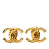 Chanel CC Gold Plated Textured Clip On Earrings Secondhand