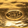 Secondhand Chanel CC Gold Plated Black Stone Clover Brooch